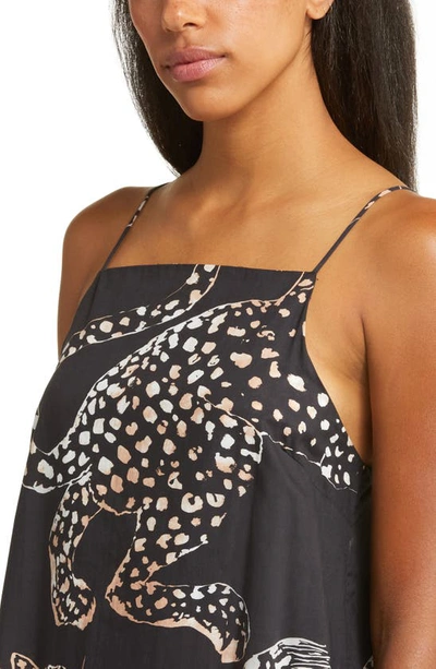 Desmond & Dempsey Print Square Neck Cotton Nightgown In Jag Navy