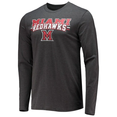 Concepts Sport Red/heathered Charcoal Miami University Redhawks Meter Long Sleeve T-shirt & Pants Sl In Red