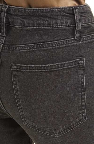 Shop Frame Le Crop High Waist Raw Hem Mini Bootcut Jeans In Obsidian