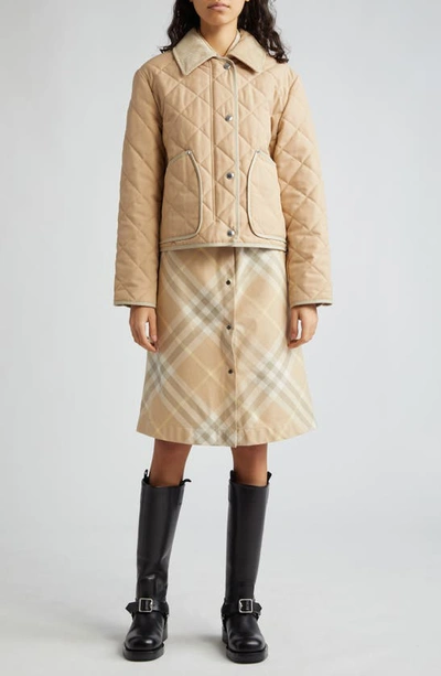 Shop Burberry Check Cotton Shirtdress In Flax Ip Check