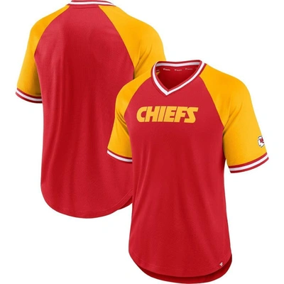 Shop Fanatics Branded Red Kansas City Chiefs Second Wind Raglan V-neck T-shirt