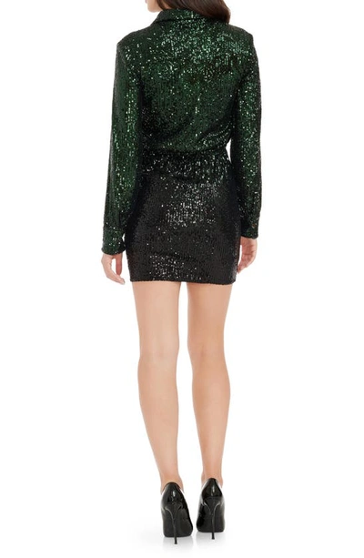 Shop Dress The Population Trista Long Sleeve Sequin Cocktail Dress In Pine Multi