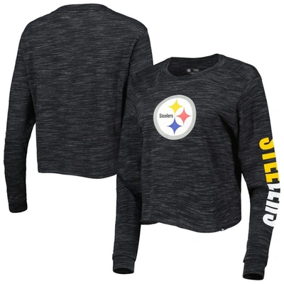 Shop New Era Black Pittsburgh Steelers Crop Long Sleeve T-shirt