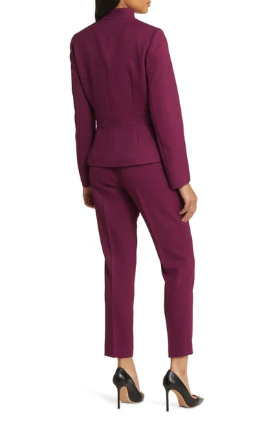 Shop Tahari Asl Stand Collar Jacket & Pants In Bordeaux