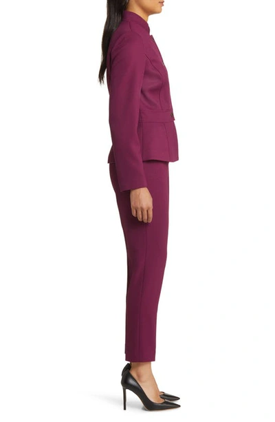 Shop Tahari Asl Stand Collar Jacket & Pants In Bordeaux