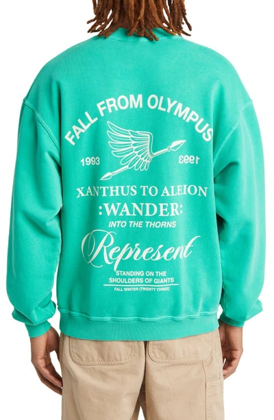 Shop Represent Fall From Olympus Sweatshirt In Island Green