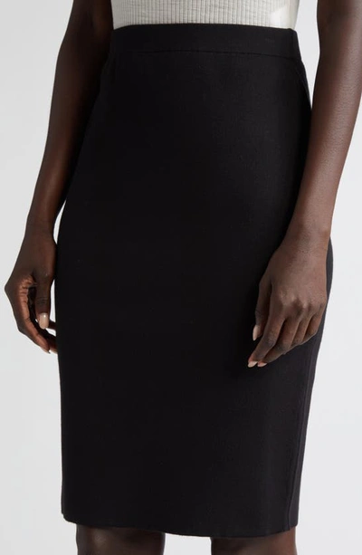 Shop Saint Laurent Wool Blend Pencil Skirt In Noir
