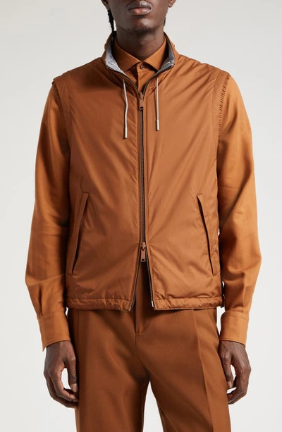 Shop Zegna Zephyr Reversible Vest In Vicuna