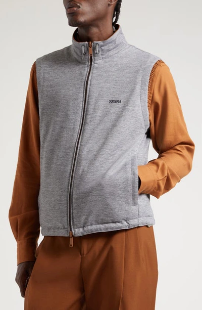 Zegna Zephyr Reversible Vest In Vicuna