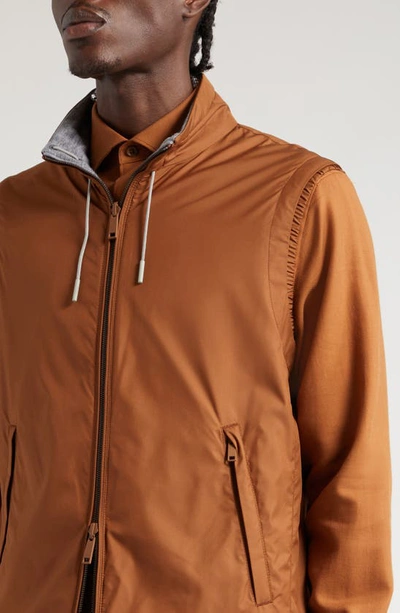 Zegna Zephyr Reversible Vest In Vicuna