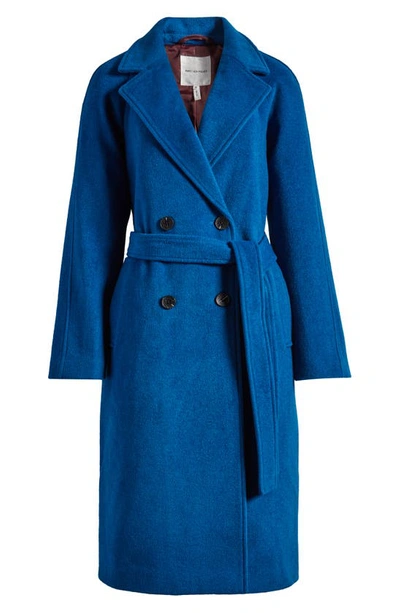 Shop Avec Les Filles Belted Longline Coat In Mykonos Blue