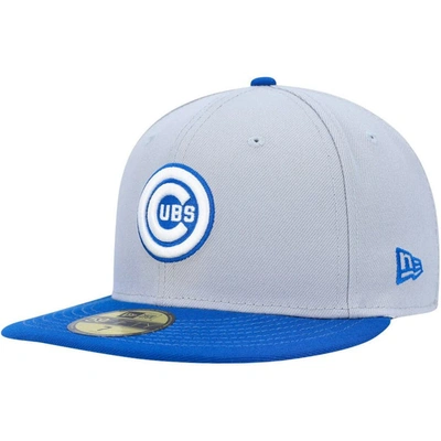 Shop New Era Gray/blue Chicago Cubs  Dolphin 59fifty Fitted Hat