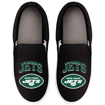 Shop Foco New York Jets Big Logo Slip-on Sneakers In Black