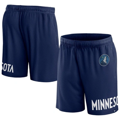 Shop Fanatics Branded Navy Minnesota Timberwolves Free Throw Mesh Shorts