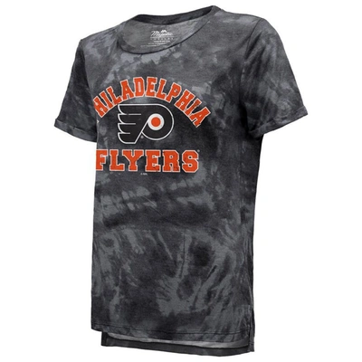 Shop Majestic Threads Black Philadelphia Flyers Boyfriend Tie-dye Tri-blend T-shirt