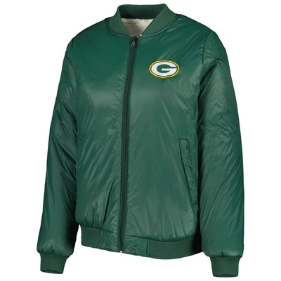 Shop G-iii 4her By Carl Banks Oatmeal/green Green Bay Packers Switchback Reversible Full-zip Jacket