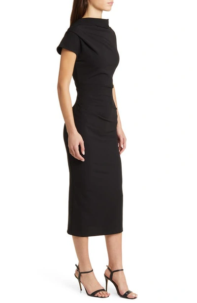 Nikki Lund Marilyn Ruched Knit Dress In Black