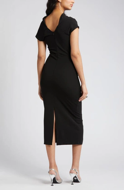 Nikki Lund Marilyn Ruched Knit Dress In Black