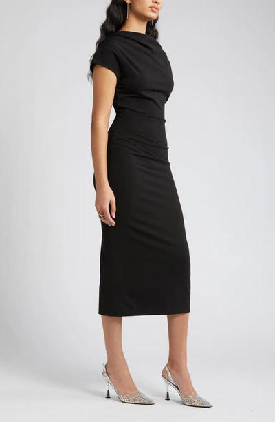 Nikki Lund Marilyn Ruched Knit Dress In Black