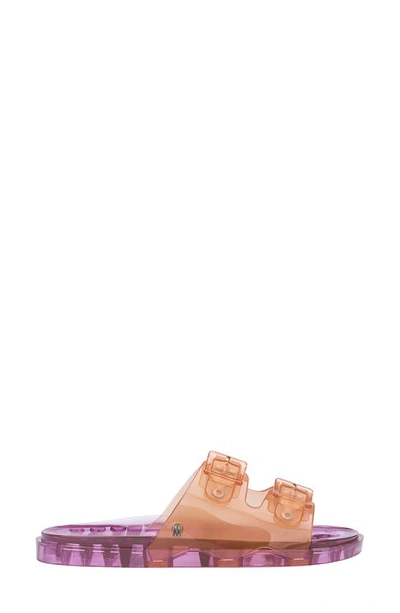 Shop Melissa Double Strap Slide Sandal In Orange/ Pink Clear