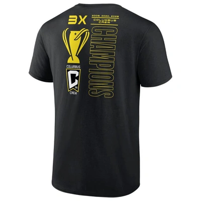 Shop Fanatics Branded Black Columbus Crew Three-time Mls Cup Champions Trophy Case T-shirt