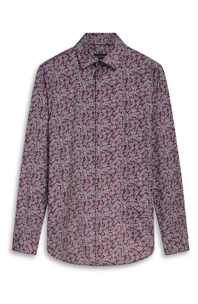 Shop Bugatchi James Ooohcotton® Floral Button-up Shirt In Burgundy