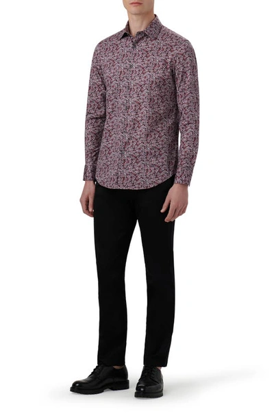 Shop Bugatchi James Ooohcotton® Floral Button-up Shirt In Burgundy