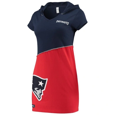 Shop Refried Apparel Navy/red New England Patriots Sustainable Hooded Mini Dress