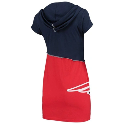 Shop Refried Apparel Navy/red New England Patriots Sustainable Hooded Mini Dress