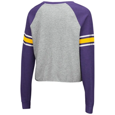 Shop Colosseum Heathered Gray/purple Lsu Tigers Decoder Pin Raglan Long Sleeve T-shirt In Heather Gray