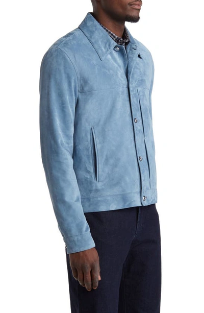 Shop Paul Smith Slim Fit Suede Jacket In Light Blue