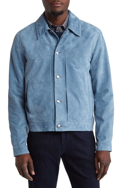 Shop Paul Smith Slim Fit Suede Jacket In Light Blue