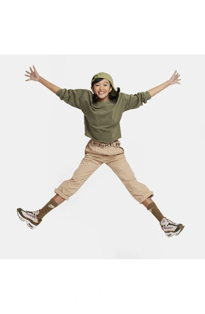 Shop Nike Kids' Dri-fit Crewneck Sweatshirt In Medium Olive