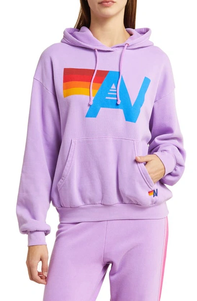 Shop Aviator Nation Relaxed Fit Logo Hoodie In Neon Purple