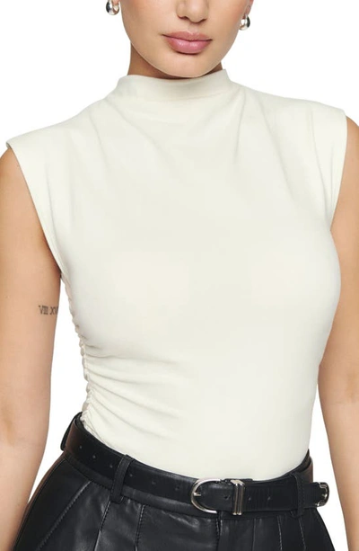 Shop Reformation Lindy Ruched Crop Top In Ivory