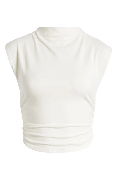 Shop Reformation Lindy Ruched Crop Top In Ivory