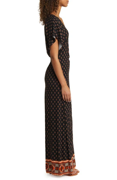 Rip Curl Pacific Dreams Short Sleeve Maxi Wrap Dress In Black