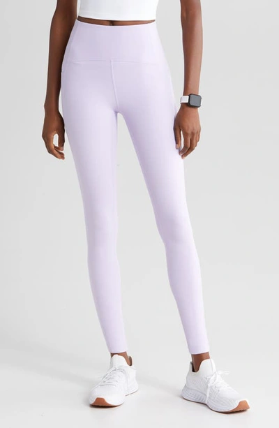 Shop Zella Studio Luxe High Waist Pocket 7/8 Leggings In Purple Secret