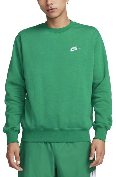 Shop Nike Club Crewneck Sweatshirt In Malachite/ White