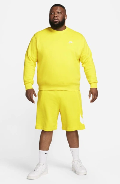 Shop Nike Club Crewneck Sweatshirt In Lightning/ White