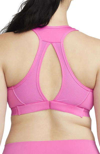 Shop Nike Dri-fit Swish High Support Sports Bra In Playful Pink/ White