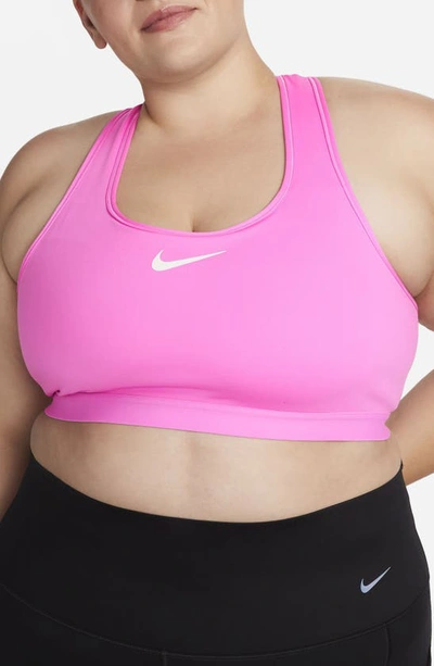 Shop Nike Dri-fit Swish High Support Sports Bra In Playful Pink/ White