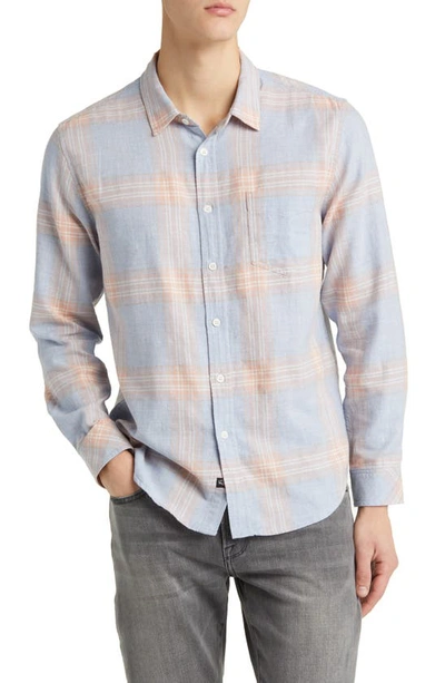 Shop Rails Wyatt Plaid Cotton Button-up Shirt In Coral Blue Melange