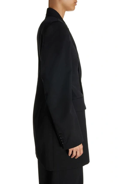 Shop Balenciaga Clinched Hourglass Double Breasted Wool Gabardine Blazer In Black