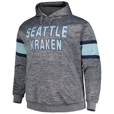 Shop Profile Heather Charcoal Seattle Kraken Big & Tall Stripe Pullover Hoodie