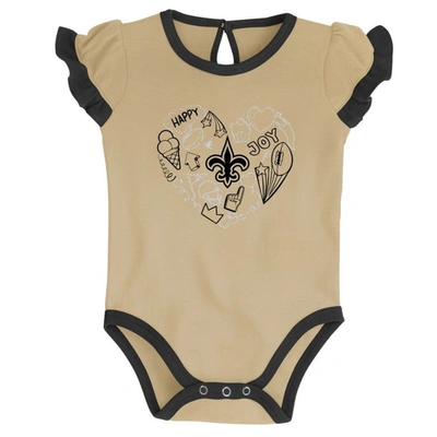 Shop Outerstuff Newborn & Infant Black/vegas Gold New Orleans Saints Too Much Love Two-piece Bodysuit Set