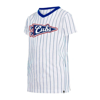 Shop New Era Girls Youth  White Chicago Cubs Pinstripe V-neck T-shirt