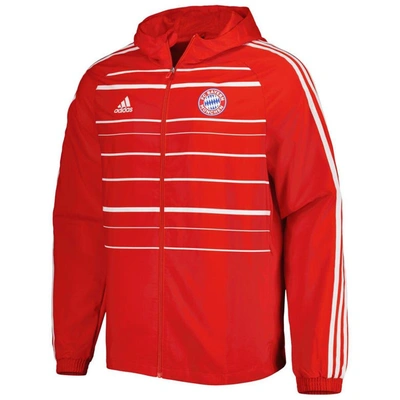 Shop Adidas Originals Adidas Red Bayern Munich Dna Raglan Full-zip Hoodie Windbreaker Jacket
