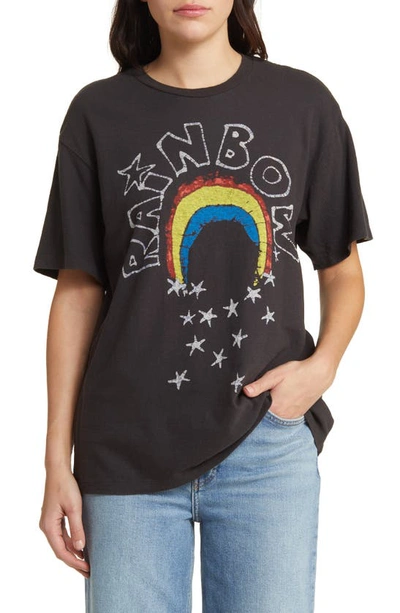 Shop Re/done '90s Easy Rainbow Cotton Graphic T-shirt In Washed Black