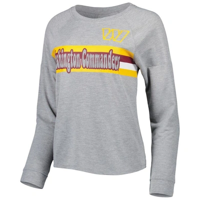 Shop Outerstuff Juniors Heathered Gray Washington Commanders All Striped Up Raglan Long Sleeve T-shirt In Heather Gray